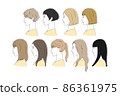 Female hairstyle profile hair catalog color Female hairstyle profile hair catalog color 86361975