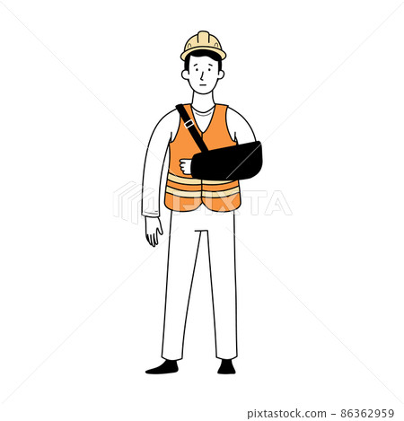 Worker with injury bandage arm 86362959