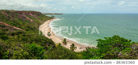 tropical Coqueirinho Beach. Conde, Paraiba, Brazil. panoramic, seascape tropical Coqueirinho Beach. Conde, Paraiba, Brazil. panoramic, seascape 86363360