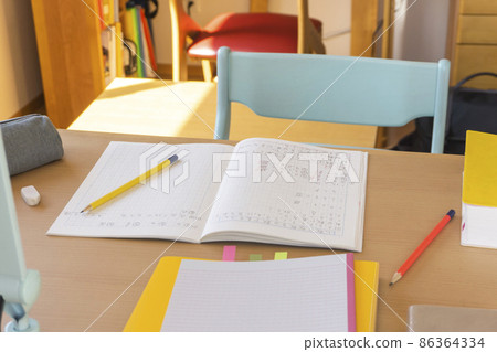 A study desk at home. For children, elementary school students, and junior high school students A study desk at home. For children, elementary school students, and junior high school students 86364334