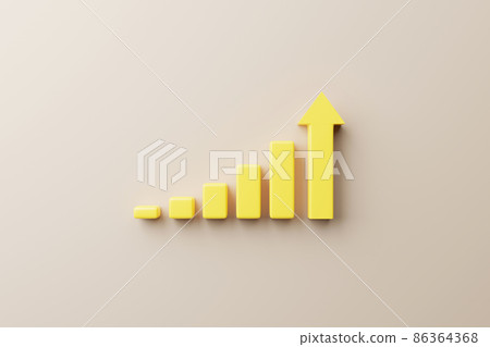 Growthing yellow graph bar with arrow sign on background 86364368