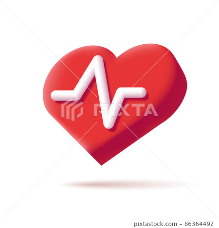 Heart and cardiogram line. Isometric vector icon illustration Heart and cardiogram line. Isometric vector icon illustration 86364492