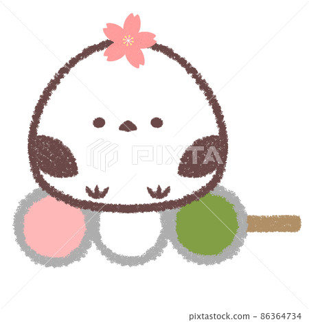 Long-tailed tit and three-color dumplings 86364734