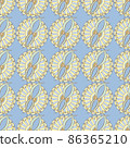 Seamless abstract floral pattern. Beige and blue vector background. Graphic modern pattern 86365210
