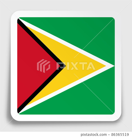Guyana flag icon on paper square sticker with shadow. Button for mobile application or web. Vector 86365519