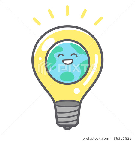 燈泡和地球的簡單可愛插圖 燈泡和地球的簡單可愛插圖 86365823