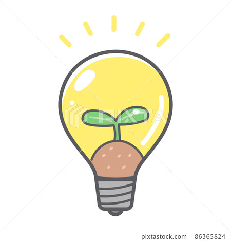 芽和燈泡的簡單可愛插圖 86365824