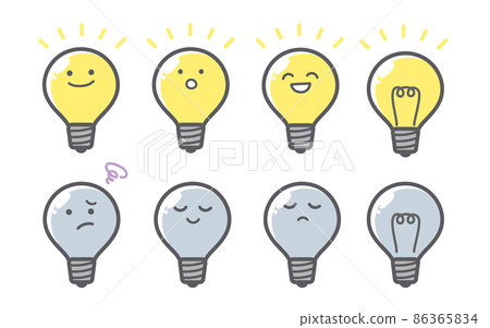 面部表情設置了燈泡的情緒 面部表情設置了燈泡的情緒 86365834