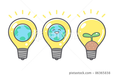 Light bulb and ecology icon set 86365838