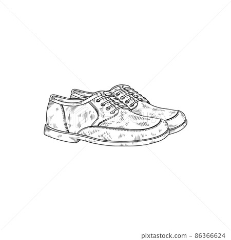 Men classic fashion leather shoes hand drawn... - Stock Illustration ...