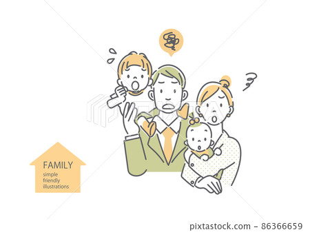 Double-income young couples and children with waiting children Simple and stylish line art illustrations Double-income young couples and children with waiting children Simple and stylish line art illustrations 86366659
