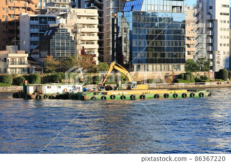 River dredging work scenery River dredging work scenery 86367220