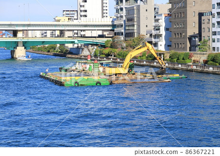 River dredging work scenery River dredging work scenery 86367221