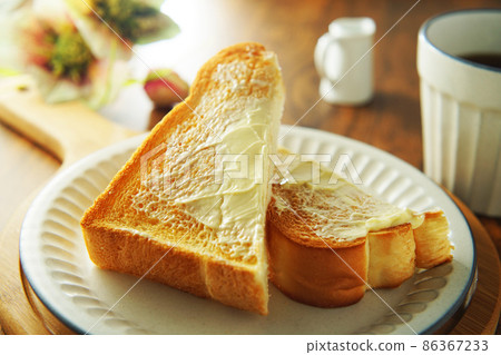 Butter toast coffee breakfast 86367233
