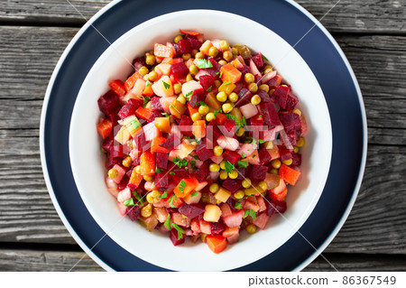 russian vinaigrette, salad of diced cooked veggies 86367549
