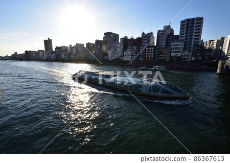 In 2021, the scenery of the Sumida River in Tokyo In 2021, the scenery of the Sumida River in Tokyo 86367613