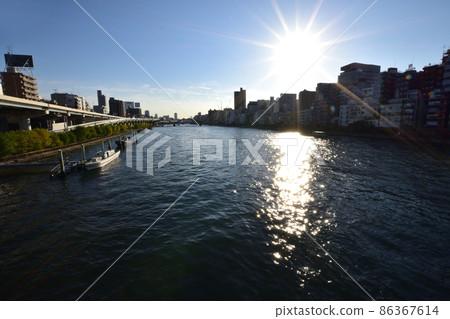 In 2021, the scenery of the Sumida River in Tokyo In 2021, the scenery of the Sumida River in Tokyo 86367614