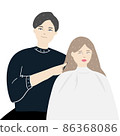 A woman who has her hair cut at a hair salon A woman who has her hair cut at a hair salon 86368086
