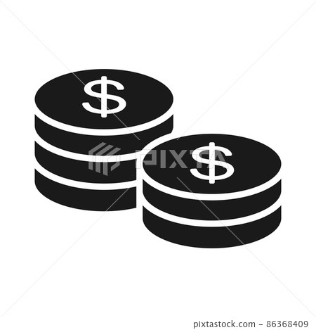 Black and white stack of coins icon Black and white stack of coins icon 86368409
