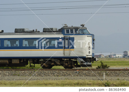 Hokuriku Main Line Mikawa-Kaga Kasama JR West 485 series Y23 formation Kuha 481-201 (Kanazawa) Shirasagi Hokuriku Main Line Mikawa-Kaga Kasama JR West 485 series Y23 formation Kuha 481-201 (Kanazawa) Shirasagi 86368490