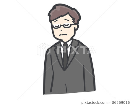 哀悼的男人垂下肩膀的插圖 86369016