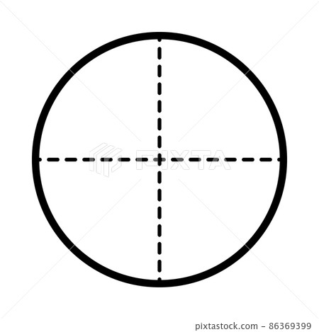 Black line icon in scope or crosshair shape Black line icon in scope or crosshair shape 86369399