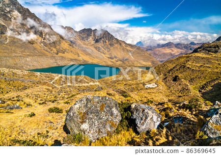 Lake at the Huaytapallana mountain range in Huancayo, Peru 86369645