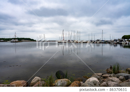 Borgholm harbor on Swedish Baltic Sea island Oland. This island is a popular destination for leisure boats 86370631