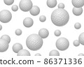 Golf balls pile group isolated on white. Golf balls multitude close up background. Group of white balls. abstract background. 86371336