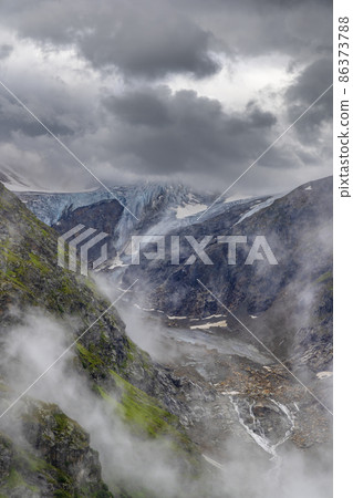 Typical alpine landscape of Swiss Alps near Sustenstrasse, Urner Alps, Canton of Bern, Switzerland Typical alpine landscape of Swiss Alps near Sustenstrasse, Urner Alps, Canton of Bern, Switzerland 86373788
