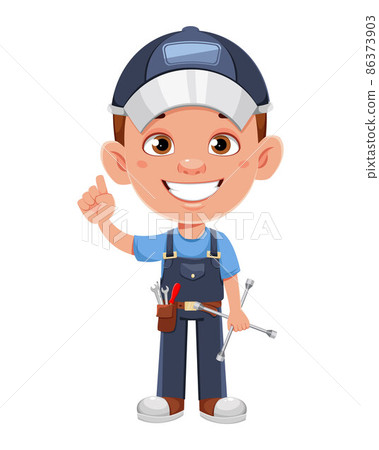 Auto mechanic cartoon character. Auto mechanic cartoon character. 86373903