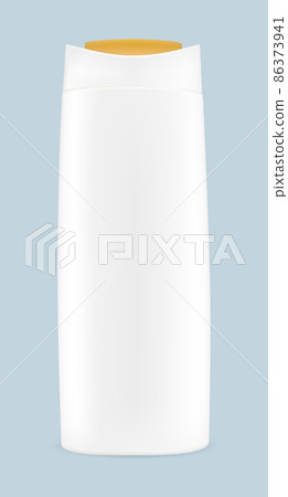 Vector drawing, white plastic shampoo bottle for hair. Vector drawing, white plastic shampoo bottle for hair. 86373941
