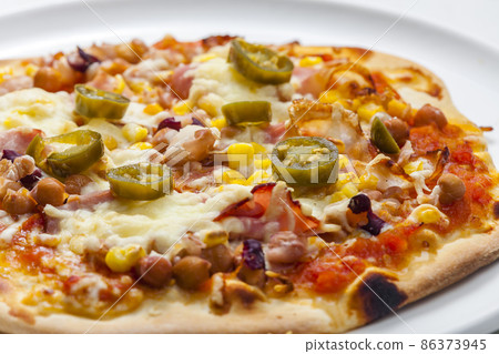 still life of homemade spicy pizza 86373945