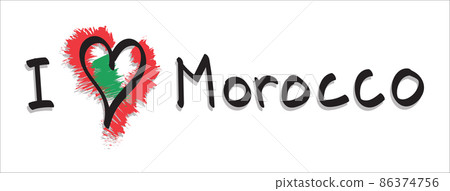 Hand drawn text i love morocco in doodle style... Stock Illustration