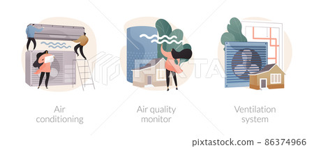 Smart home components abstract concept vector illustrations. Smart home components abstract concept vector illustrations. 86374966