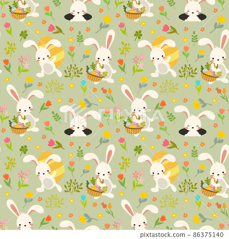 Vector cute easter bunny and eggs seamless pattern - Stock Illustration ...