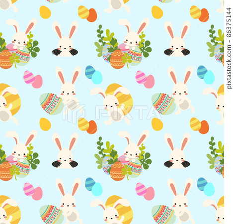 Vector cute easter bunny and eggs seamless pattern - Stock Illustration ...