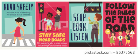 Kids with road signs learning traffic rules on... - Stock Illustration ...