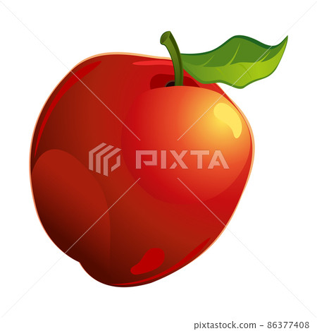 Realistic fresh ripe red apple isolated on white background - Vector Realistic fresh ripe red apple isolated on white background - Vector 86377408