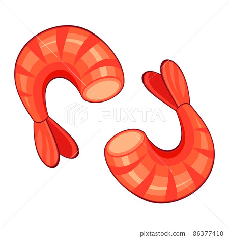 Realistic fresh boiled shrimp on white background - Vector Realistic fresh boiled shrimp on white background - Vector 86377410