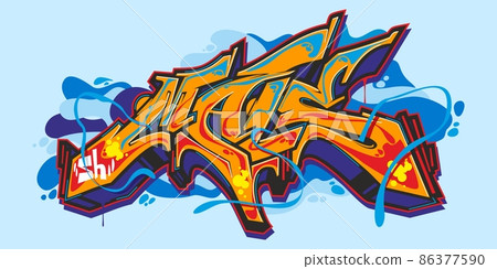 Isolated Abstract Urban Graffiti Street Art Style Word Mals Lettering Vector Illustration  86377590
