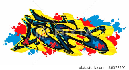 Abstract Isolated Urban Graffiti Street Art Style Word Lets Lettering Vector Illustration  86377591