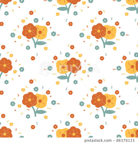 cute red and yellow flower seamless for fabric pattern or digital paper 86378115