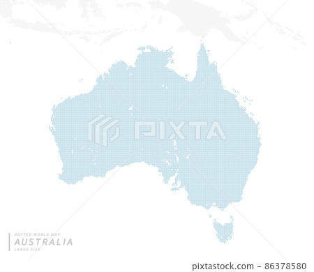 以澳大利亞為中心的藍點地圖。大碼 以澳大利亞為中心的藍點地圖。大碼 86378580