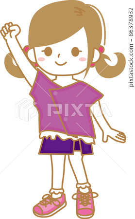 Twin poses, fashionable, cute friends 86378932