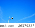 A view of the blue sky with seagulls 86379227
