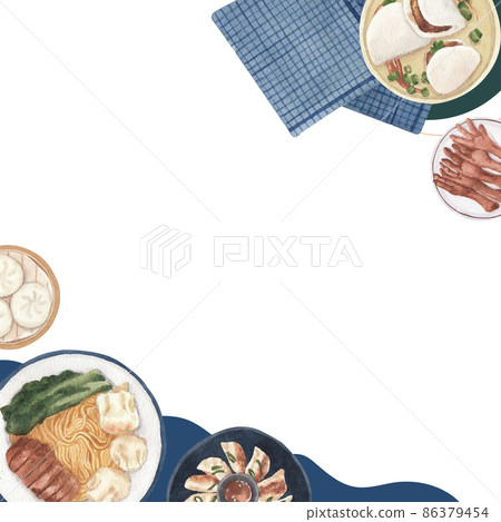 Hong Kong food traditional watercolor frame png 86379454