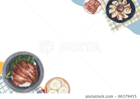 Hong Kong food traditional watercolor frame png 86379455