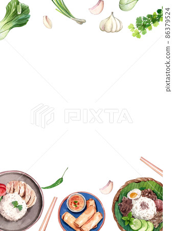 Singapore food traditional watercolor frame png Singapore food traditional watercolor frame png 86379524