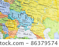 Ukraine on the map of Eastern Europe. 86379574